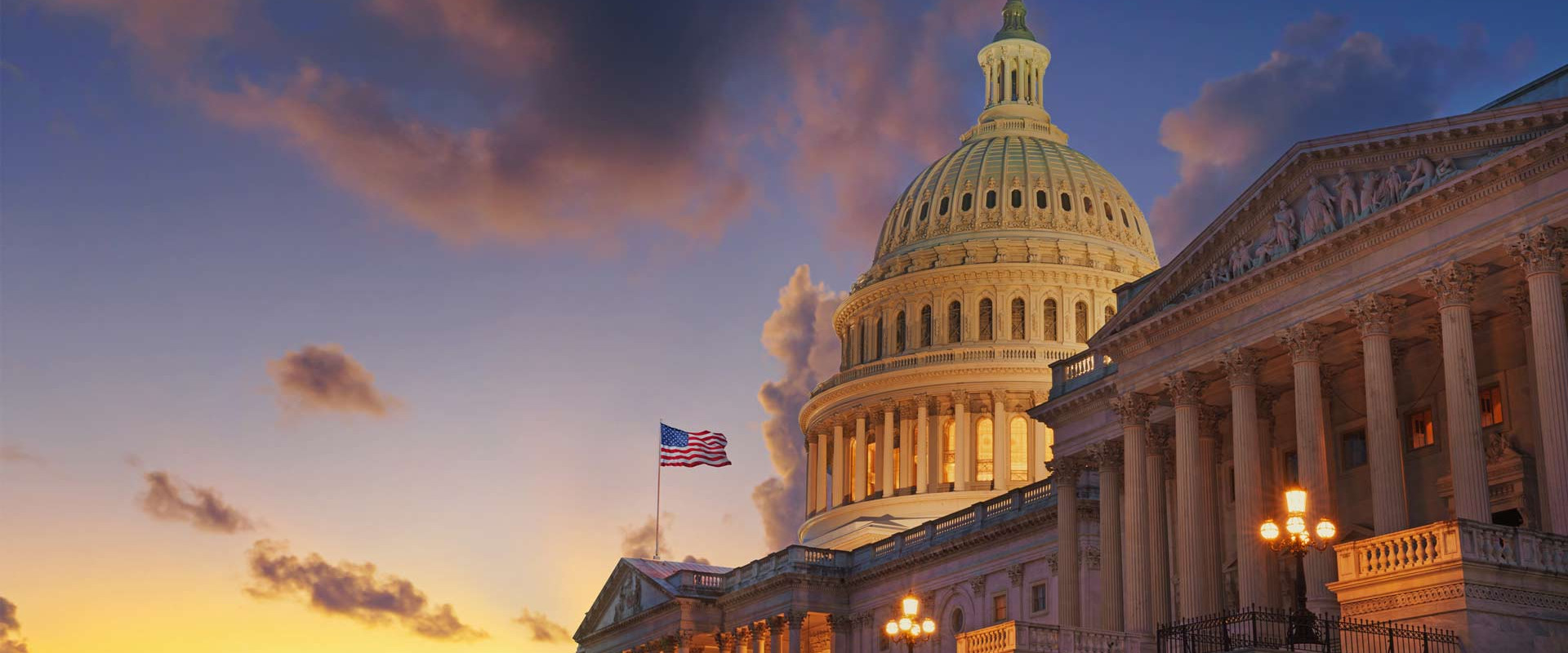 Homepage slider image US Capitol in the evening